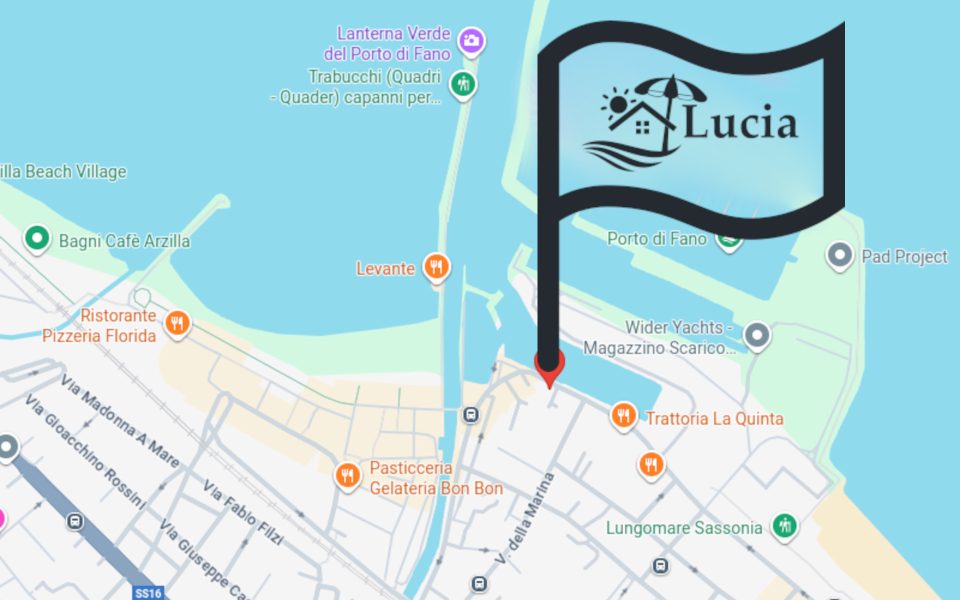 Appartamento da Lucia, posizione a Fano: mappa della zona del porto e del Lungomare Sassonia